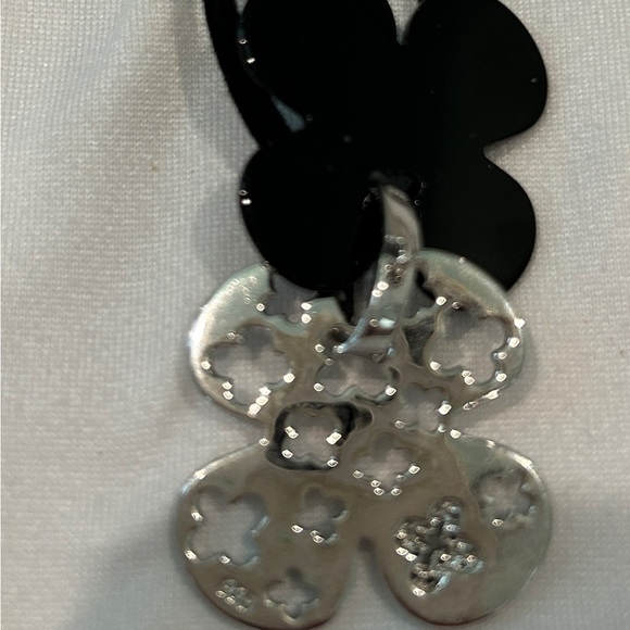 Sterling Silver Crystal Pendant Necklace on a Black Leather Cord - Picture 4 of 4